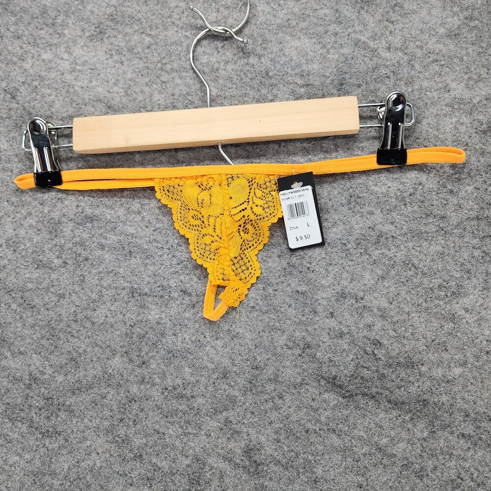 Fredericks of Hollywood Panties Womens Large Zina Yellow Lace Thong